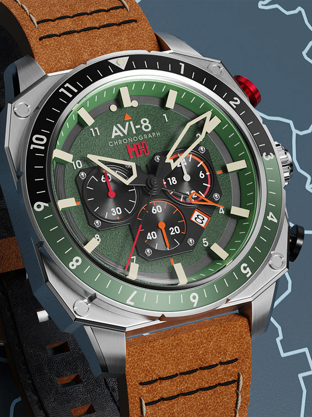 AVI-8 AV-4100-01 Hawker Hunter Dual Time 43mm