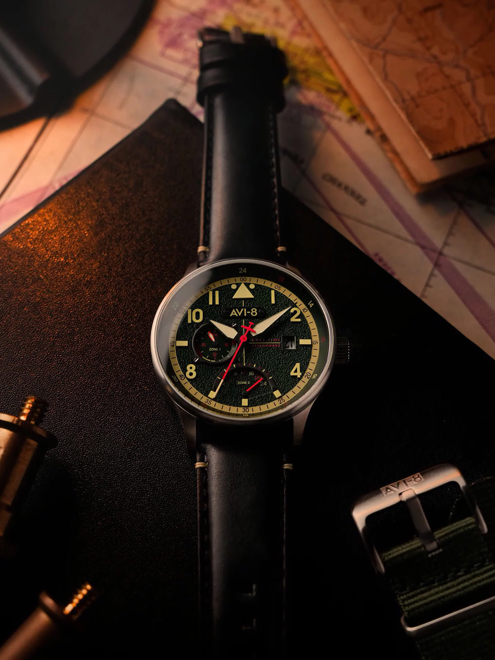 AVI-8 AV-4101-0A Hawker Hurricane McKellar Dual Time 44mm