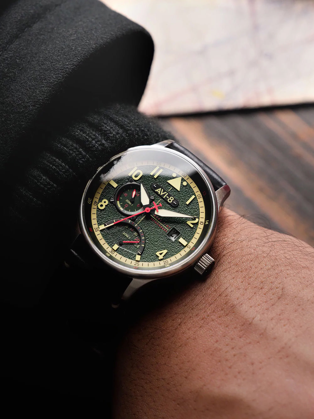 AVI-8 AV-4101-0A Hawker Hurricane McKellar Dual Time 44mm