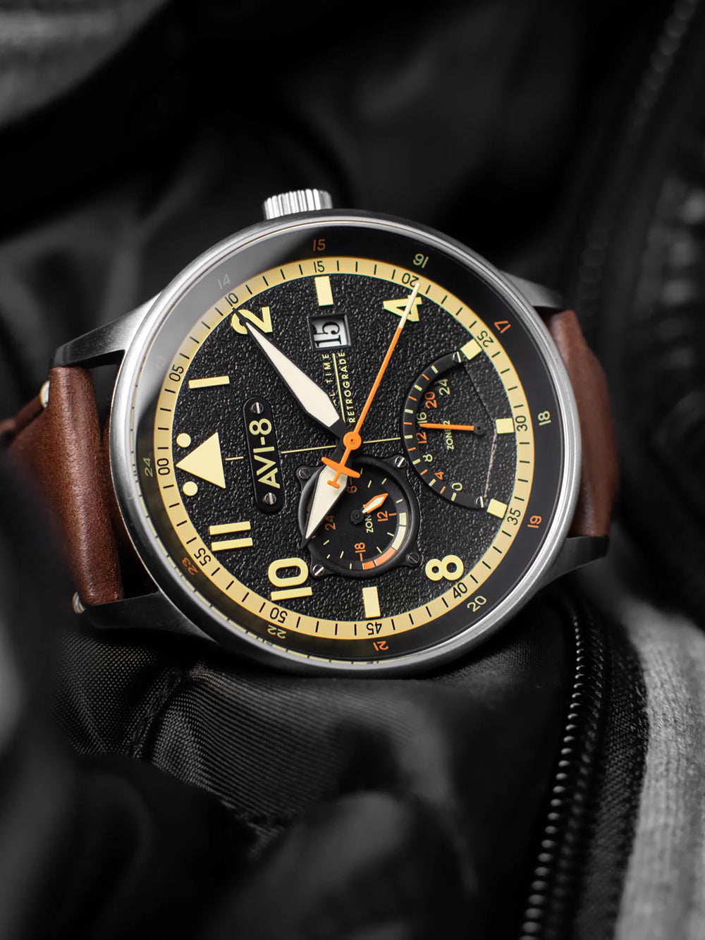 AVI-8 AV-4101-0B Hawker Hurricane McKellar Dual Time 44mm