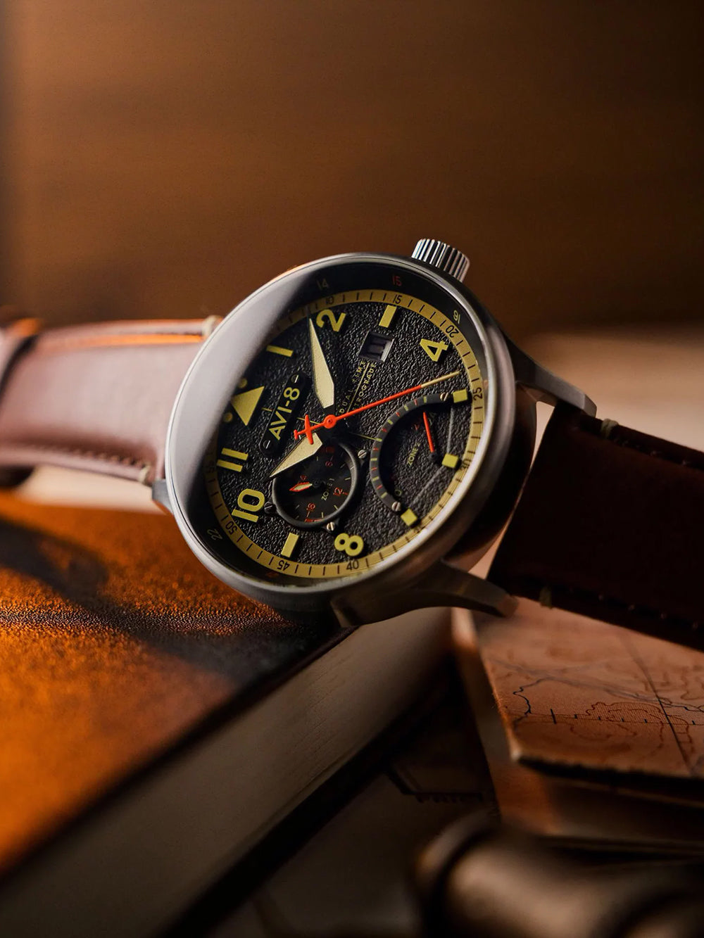 AVI-8 AV-4101-0B Hawker Hurricane McKellar Dual Time 44mm