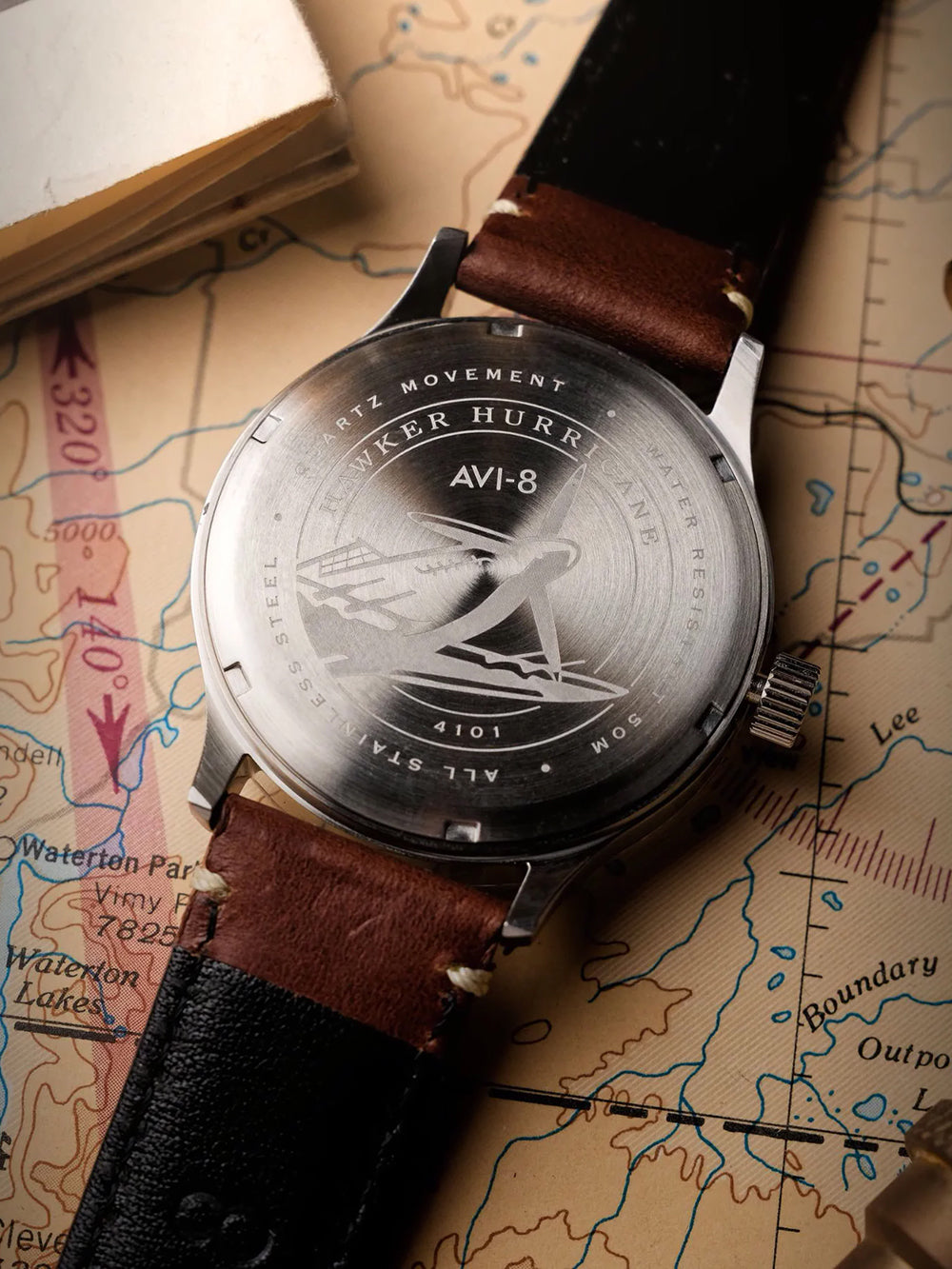 AVI-8 AV-4101-0B Hawker Hurricane McKellar Dual Time 44mm