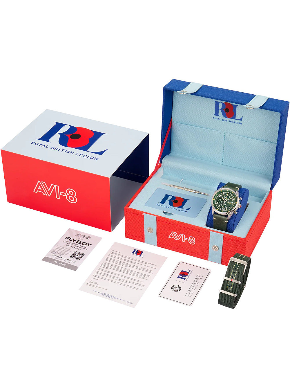 AVI-8 AV-4102-RBL-03 Flyboy Royal British Legion 42mm