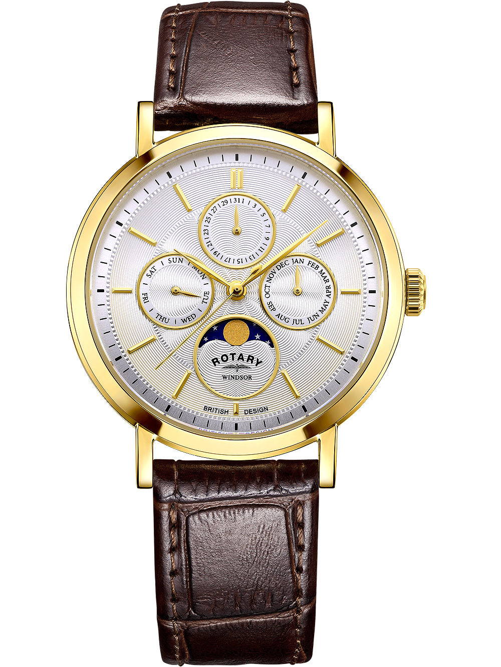 Rotary GS05428/06 Windsor Moon Phase Unisex 38mm